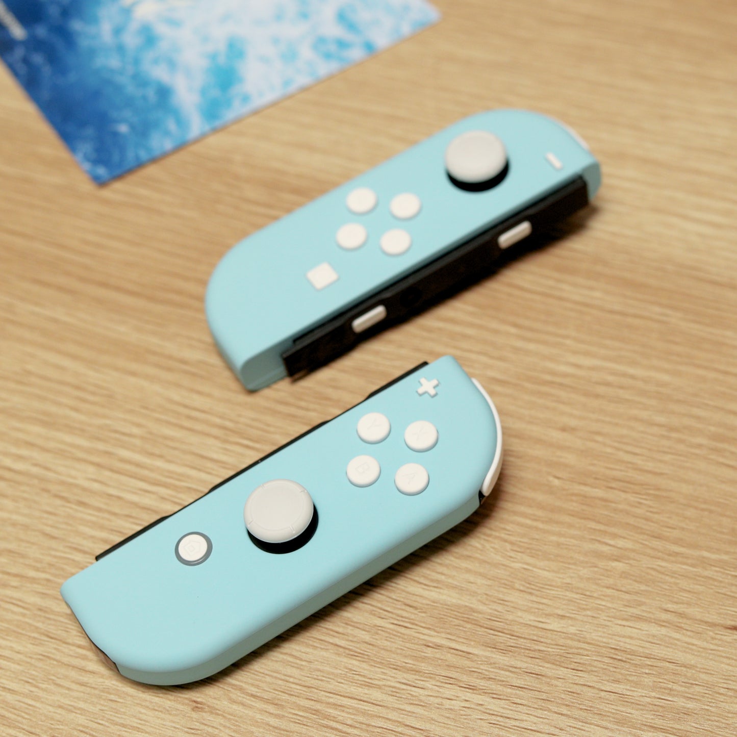 Custom SEA SALT Pastel Blue and White Nintendo Switch Joy-Con Controllers