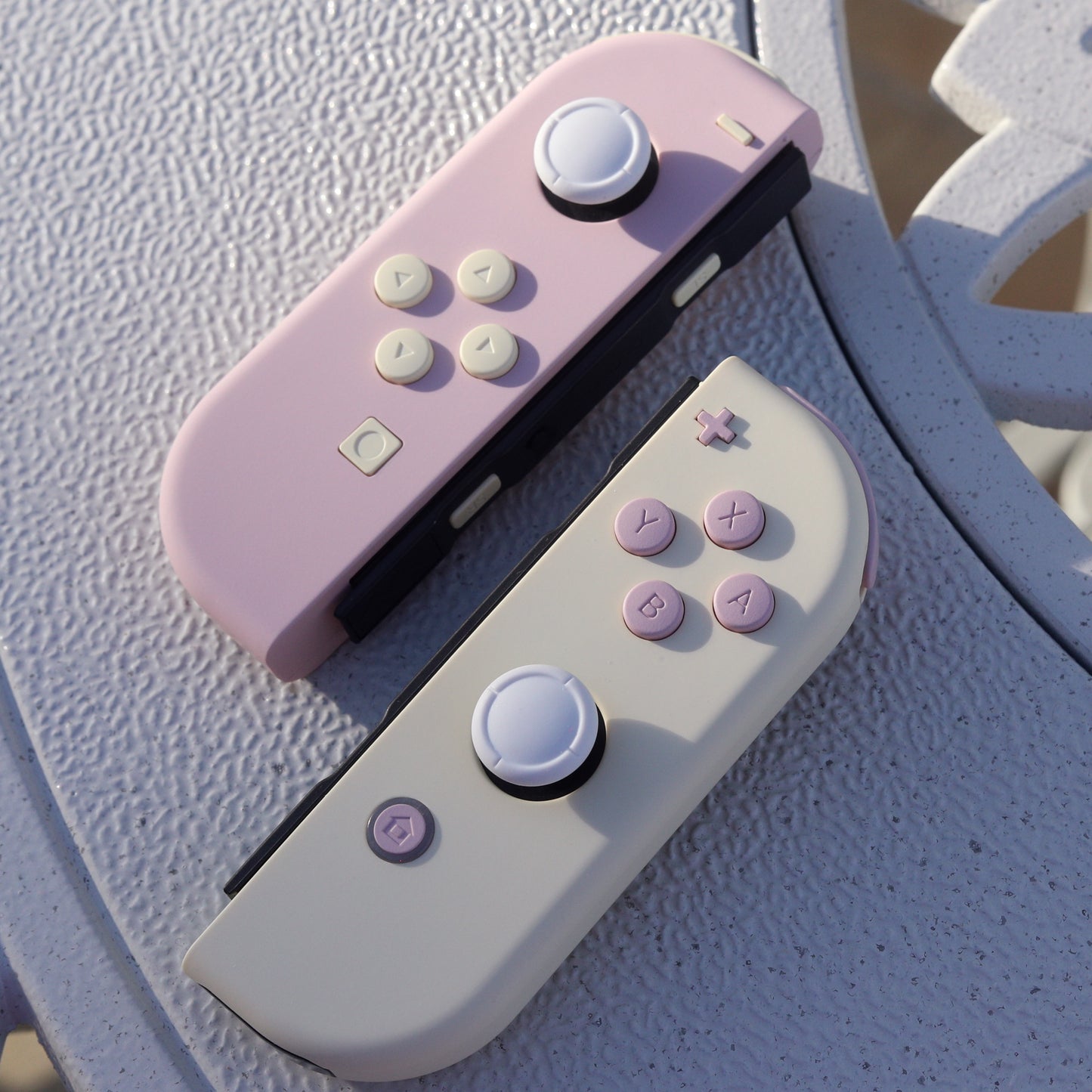Custom 2-Tone Strawberry Cheesecake Themed Joy-Con Controllers