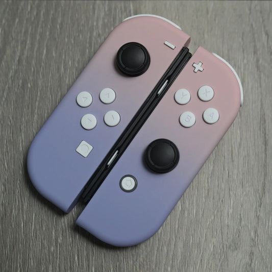 Custom Cotton Candy Pastel Pink and Purple Gradient Themed Nintendo Switch Joy-Con Controllers
