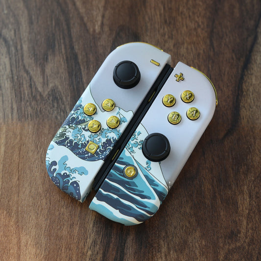 Custom Great Wave Off Kanagawa Nintendo Switch Joy-Con Controllers