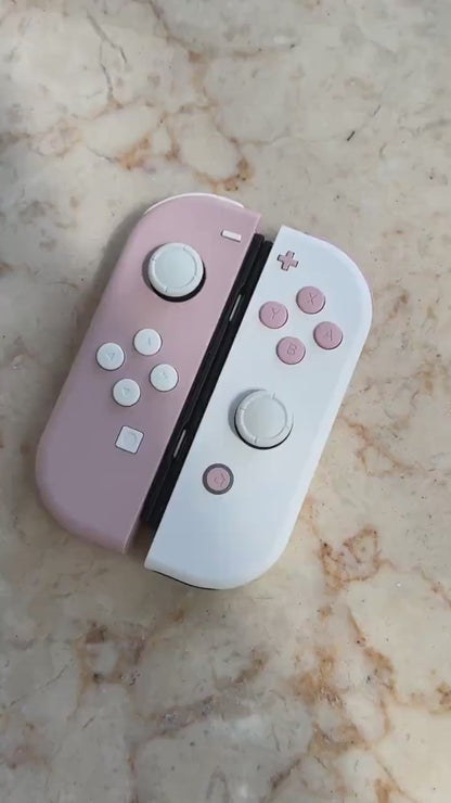 Custom 2-Tone Strawberry Mochi Themed Nintendo Switch Joy-Con Controllers