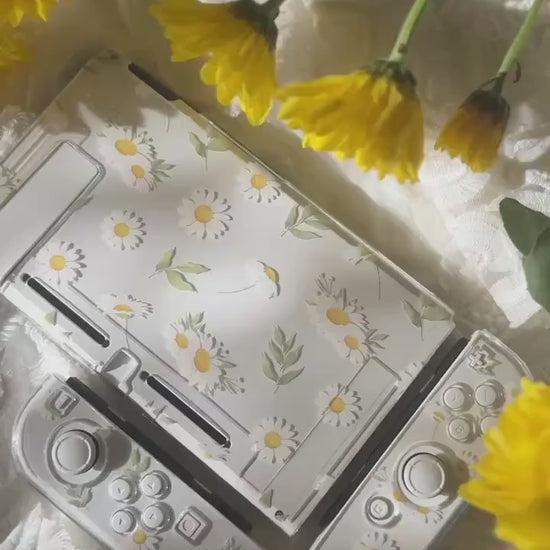 Showcase video of Daisy Daydream cases showing daisy pattern across console and Joy-Con covers