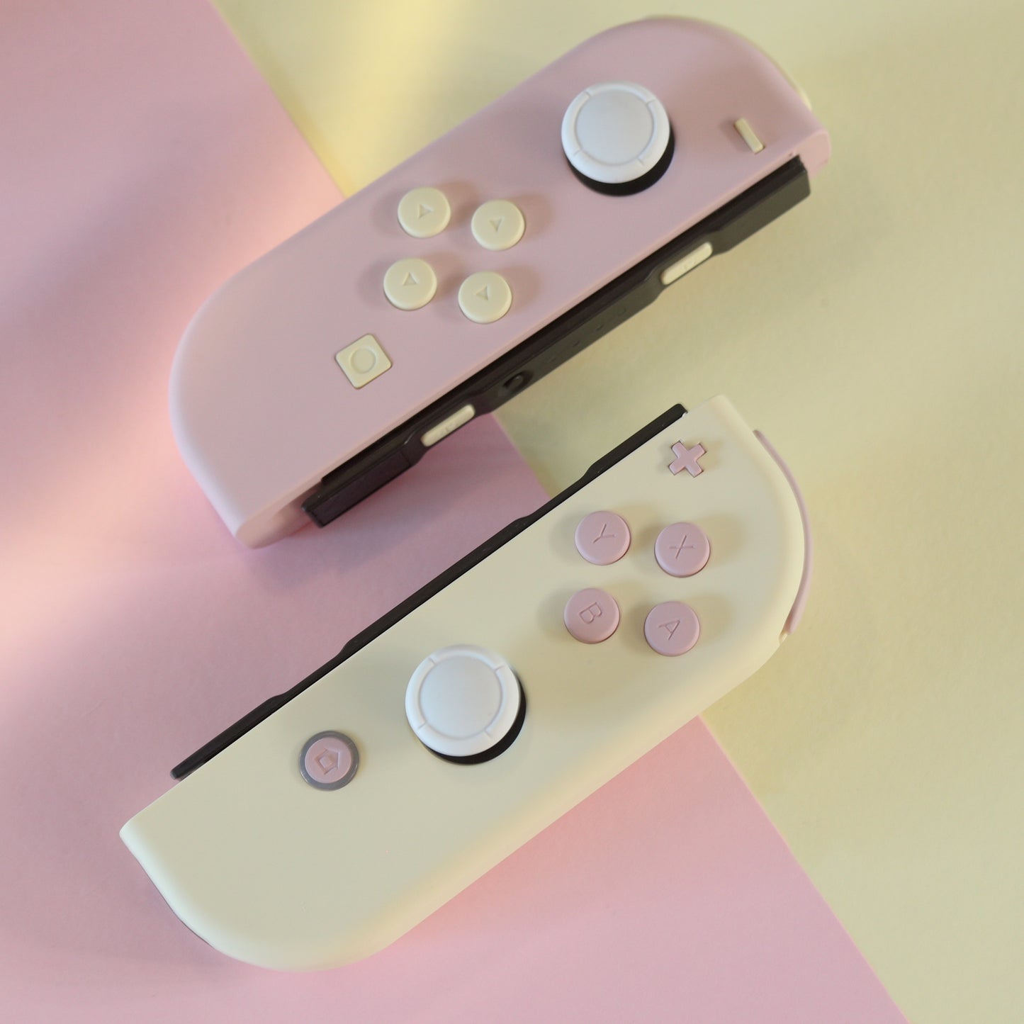 Custom 2-Tone Strawberry Cheesecake Themed Joy-Con Controllers