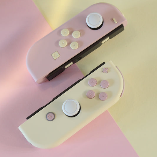 Custom 2-Tone Strawberry Cheesecake Themed Joy-Con Controllers