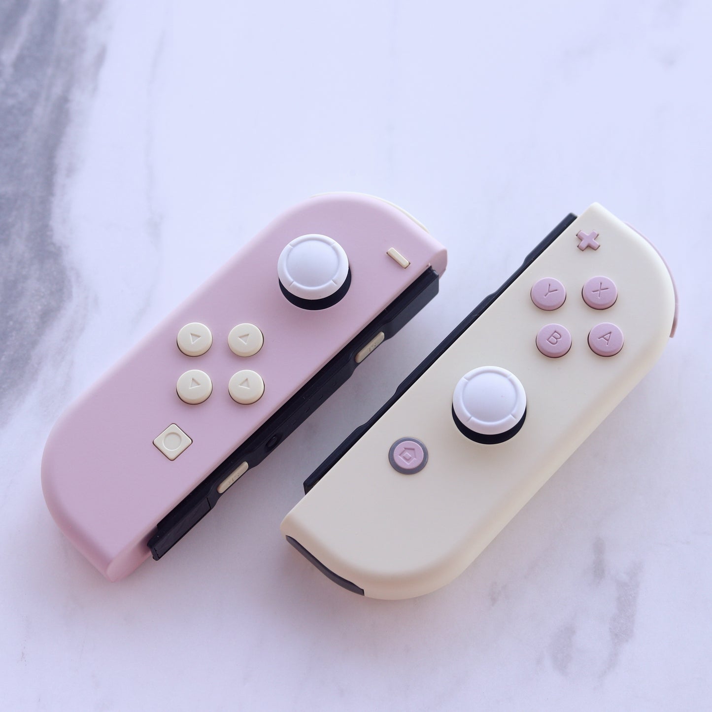 Custom 2-Tone Strawberry Cheesecake Themed Joy-Con Controllers