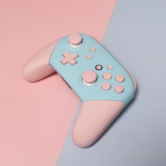 Custom Bubblegum Baby Pink and Blue Nintendo Switch Pro Controller