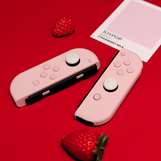 Custom Strawberry Milk All Pink Nintendo Switch Joy-Con Controllers